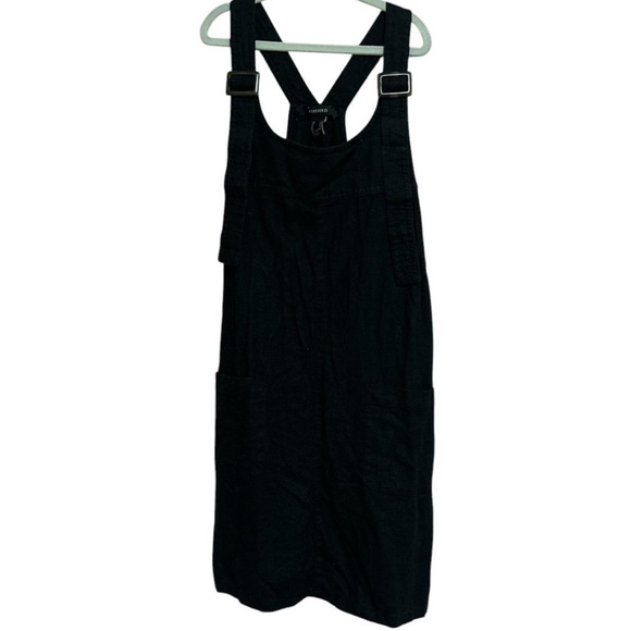 Black linen lightweight overall dress - Picture 1 of 4